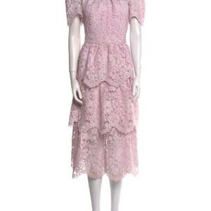 Self-Portrait Blush Lace Midi Dress
